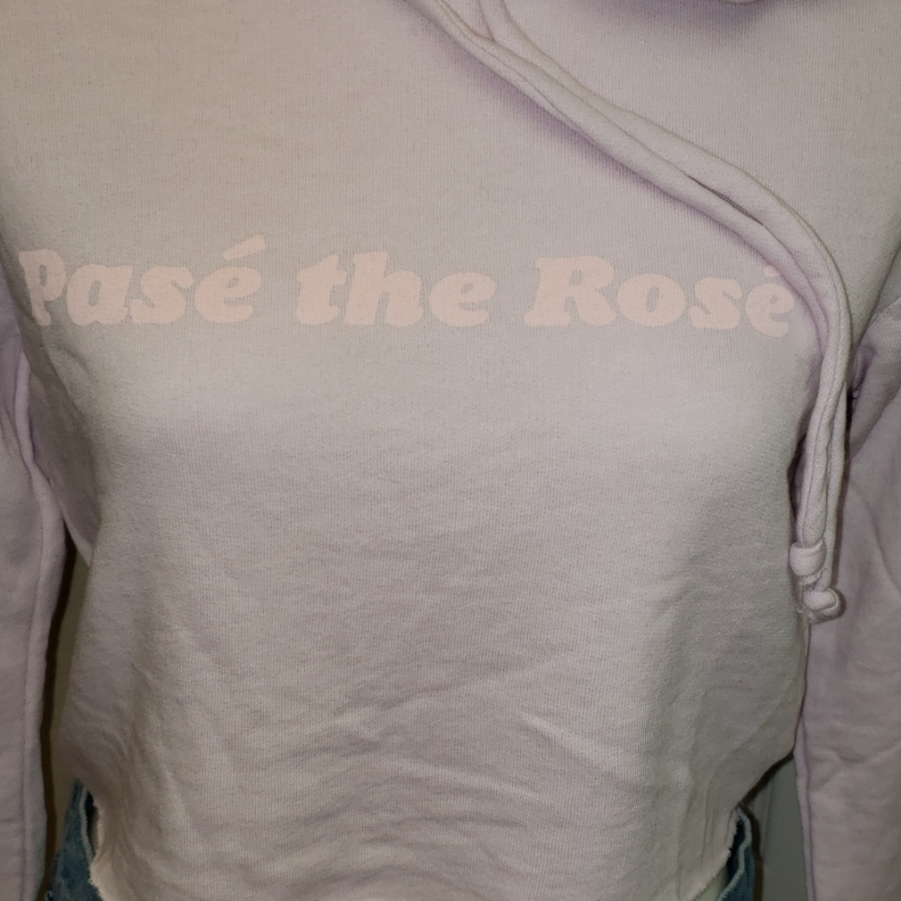 Pase the Rose Crop Hoodie Women's Size Medium NWT Pink Sweatshirt Wildfox - Picture 3 of 8